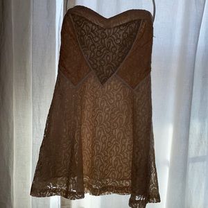 Lacy multi neutral color strapless dress from Kimchi Blue.